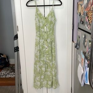 Light Green Floral Button Front Midi